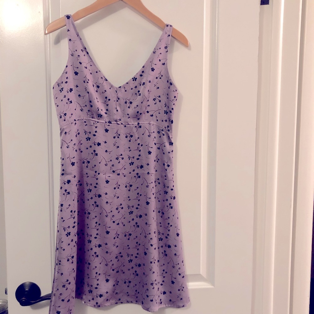 Late 90’s satin babydoll dress, lavender/black floral
